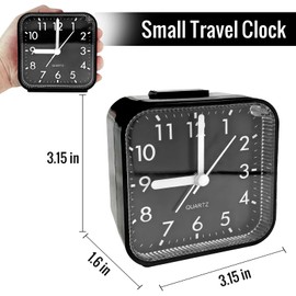 Lamisola Small Battery Operated Analog Alarm Clock, AnalogTravel Clock,Quieter Bedside Clocks for Bedrooms Bathroom Shelf Desk