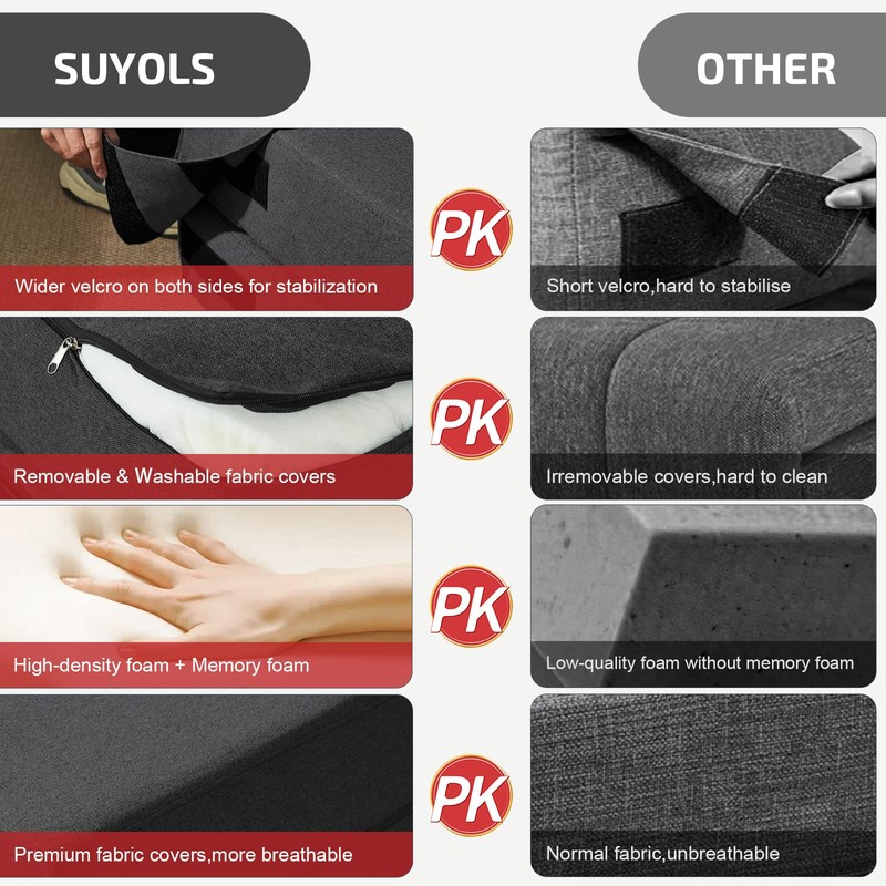 SUYOLS Folding Sofa Bed with Pillow- Convertible Chair Floor Couch