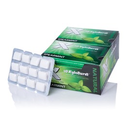 XyloBurst 100% Xylitol, Natural Chewing Gum, 12 Pack Blister Cards Non GMO, Vegan, Aspartame Free, Sugar Free, Keto Friendly (Spearmint)
