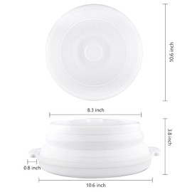 2Pcs Microwave Splatter Cover with Plate Tray Set Microwave Cover for Food BPA Free 10.6 Inch Lid Microwave Splatter Guard Fit More Plates（Clear）