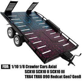 Aluminum Trailer Kit with Elastic Kinetic Winch Strap Upgrades for 1/10 1/8 Crawler Cars Axial SCX10 SCX10 II SCX10 III TRX4 TRX6 D90 Redcat Gen7 Gen8,Colour(Trailer Size：22IN*14.9IN)