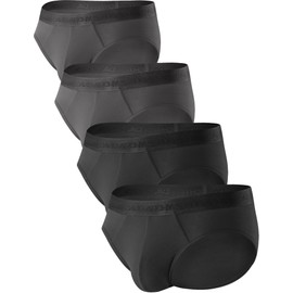 DAVID ARCHY Men's Briefs Micro Modal No Fly Underwear Support Pouch Soft Comfort Briefs for Men 4 Pack（L,Black/dark grey）