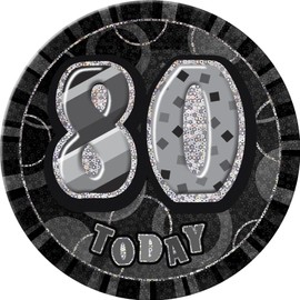 Unique Party 55365 - 6" Glitz Black Giant 80th Birthday Badge