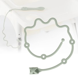 Cucharas de bebé autoalimentadas para 6 meses, correa de silicona de grado alimenticio para mantener el tenedor y la cuchara fuera del piso, ideal para niños, gancho en la silla alta (verde)