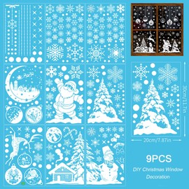 AWAVM 260pcs Christmas Window Stickers Electrostatic Window Stickers White Christmas Window Decorations Double-Sided Window Stickers Reusable