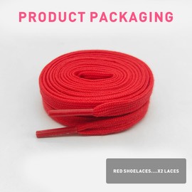 NDTEZUGT 5/16"(8mm) Flat Replacement Shoelaces for Cotton Laces for Vans Canvas Sneakers (Red, 54"/140cm)