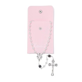 KOMI 6mm White Pearl Rosary Beads Catholic for Women Virgin Mary Rosaries Necklace with Rosary Pouch Catholic Gifts