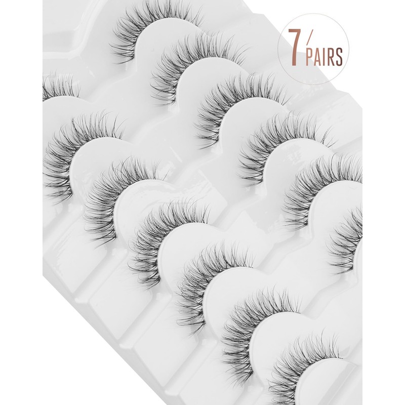Onlyall Natural False Eyelashes Wispy Clear Band Fake Lashes H86