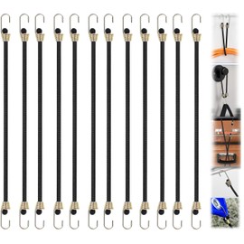 GUOYOU Set of 12 Expander with Hooks, Extra Strong Tensioning Elastics with Hooks, Tie Down Straps with Hooks, Set of 12 Tensioning Hooks, Rubber Tensioner, Luggage Tensioner, Attachment Car & Bicycle