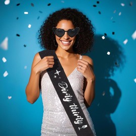 TIOSRU Dirty Thirty Birthday Sunglasses and Sash for Women 30th Birthday Sash Dirty 30 Birthday Decorations for Her Birthdays Gifts Party Favors Supplies