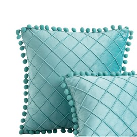 Cushion Cover 45*45cm Fashion Decorative Pink White Green Gray Black Natural 45x45 45 Square Cover Modern Velvet Fringe Elegant Cover (Light Green)