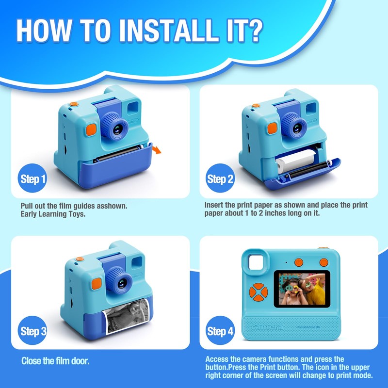 5 Rolls Kids Instant Camera Refill - HD Thermal Print