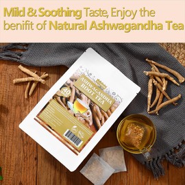 Premium 40 Ashwagandha Tea Bags, Made with 100% Wild Ashwagandha Root, No Additives & Caffeine free.
