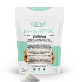 GiDeli Erythrit 100g kalorienfreier Kristallzucker lebensmittel Ersatz als Vegane & zahnfreundliche Zucker Alternative