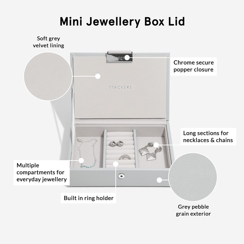 Stackers Pebble Grey Mini Jewellery Box Lid