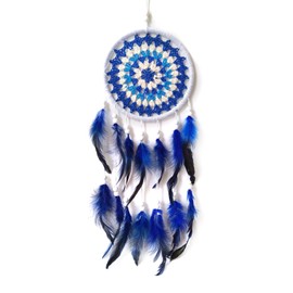 SOYUZU Blue Dream Catcher Feather Dream Catchers Wall Decor Handmade Dreamcatcher Wall Hanging Ornament for Bedroom Living Room Home Decor