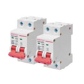 Pack of 2 Pv Circuit Breaker DC 1000V 20A 2-Pin DZ47-C20 Solar 2-Pin Mini Circuit Breaker Isolator Circuit Breaker Circuit Breaker Circuit Breaker for Photovoltaic Systems