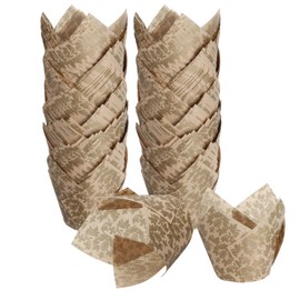 sourcing map 150 Pcs Tulip Baking Cups Cupcake Muffins Liners Paper Greaseproof Wrappers for Wedding Birthday Party Festivals Christmas, (Flower, Brown)