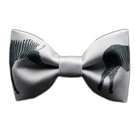 Cloud Rack Zebra Tax Stamp Bow Tie (Gray White)