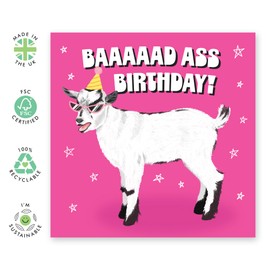 CENTRAL 23 Goat Birthday Card - Bad A*s - Gifts for Her, Him, Ladies, Men, Women, Girls, Bestie, Wife, Girls, BFF - Funny Wearing Party Hat - Comes with Stickers