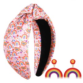 YAHPERN Rainbow Headband for Women LGTBQ Pride Headbands Love Wins Heart Knotted Headband Pride Month Hair Accessories