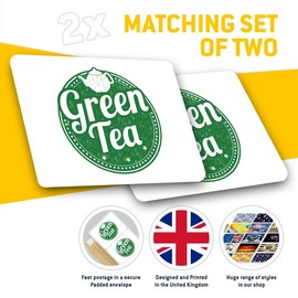 Rectangle Stickers (Set of 2) 10cm - Green Tea Healthy Organic Tea Cup Fun Decals for Laptops,Tablets,Luggage,Scrap Booking,Fridges, 5171
