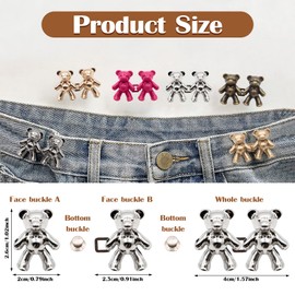 ZYNERY 16 Pairs Bear Pants Button Tightener, Waist Adjuster for Pants - Bear Pants Clip - No Sew Jean Buttons Pins for Women Skirt Dress Clothes Loose Jeans (16 Colors)