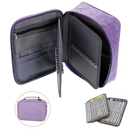Estuche para Lapices, Estuche para Lápices de Gran Capacidad, 72 Ranuras Estuche para Lápices de Multifuncional, Estuche para colores con 2 fundas extraíbles, bolsa de cosméticos (morado)
