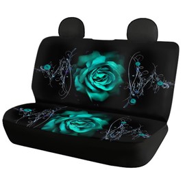 Howilath Teal Green Rose 4 Pieces Car Seat Covers Full Set Universal Fit for Most Car Trucks Suvs Interior Auto Accessories