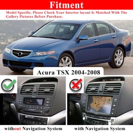 AeroBon TSX Real Carbon Fiber Interior Trim Overlay Compatible with 2004-2008 Acura TSX Without Navigation System, 4-Piece Multimedia Console and Center Storage Panel Cover Trim Set