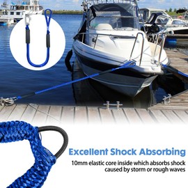 iKALULA Pack of 2 Bungee Dock Line, Mooring Rope with Hooks, Mooring Rope for Boats, Dock, Bungee Dock Lead with Carabiner Clip for Boats, Kayak, Jet Ski, Pontoon, Canoe (Blue)