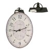Benjara Distressed Oval Shape Wooden Wall Clock with Ring Hanger,