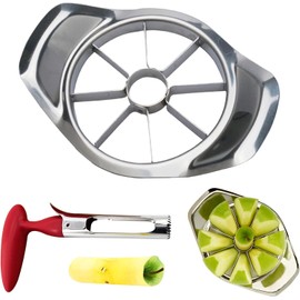 Set of 2 Apple Slicers, Stainless Steel, Apple Peeler, Apple Slicer & Apple Corer Set, Fruit Cutter Easy to Clean, Reusable for Quick and Easy Cutting of Fruits