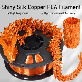 DO3D Silk Metallic Shiny Copper 3D Printer Filament, 1.75mm PLA 3D Printing Material 1kg 2.2lbs/Spool,for FDM 3D Printer