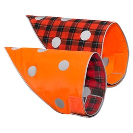 SPOT THE DOG! Reflective Dog Bandanas - Reversible High Visibility Safety Dog Accessories for Small, Large Dogs, Collar, Scarf, Bib Gear for Hunting, Walking at Night (Blaze Orange, Red Plaid, L-XL)