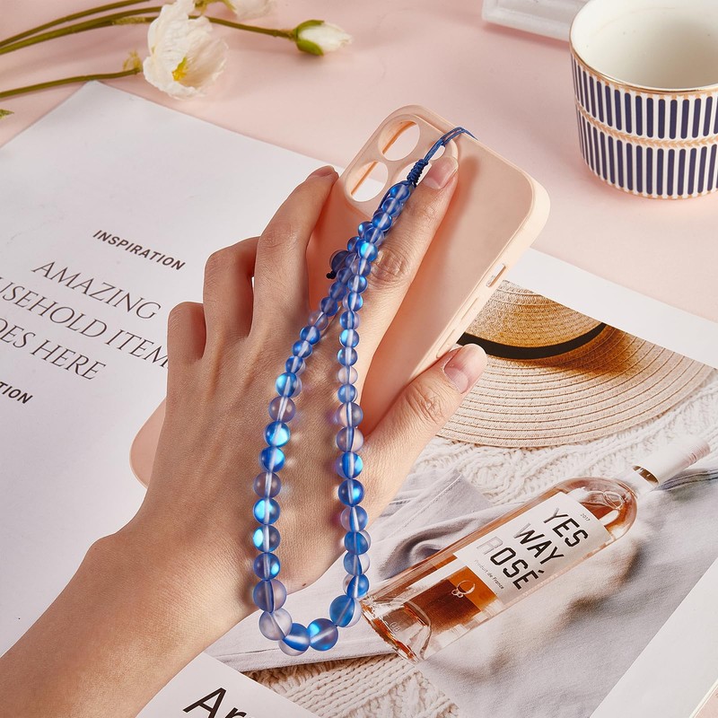 BEEFLYING Crystal Stone Beads Wrist Straps for Phone Handmade Anti-lost
