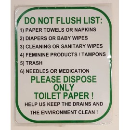 BUILDINGSIGNS.COM TOILET SIGN- DO NOT FLUSH LIST SIGN (WHITE Aluminium)-REF