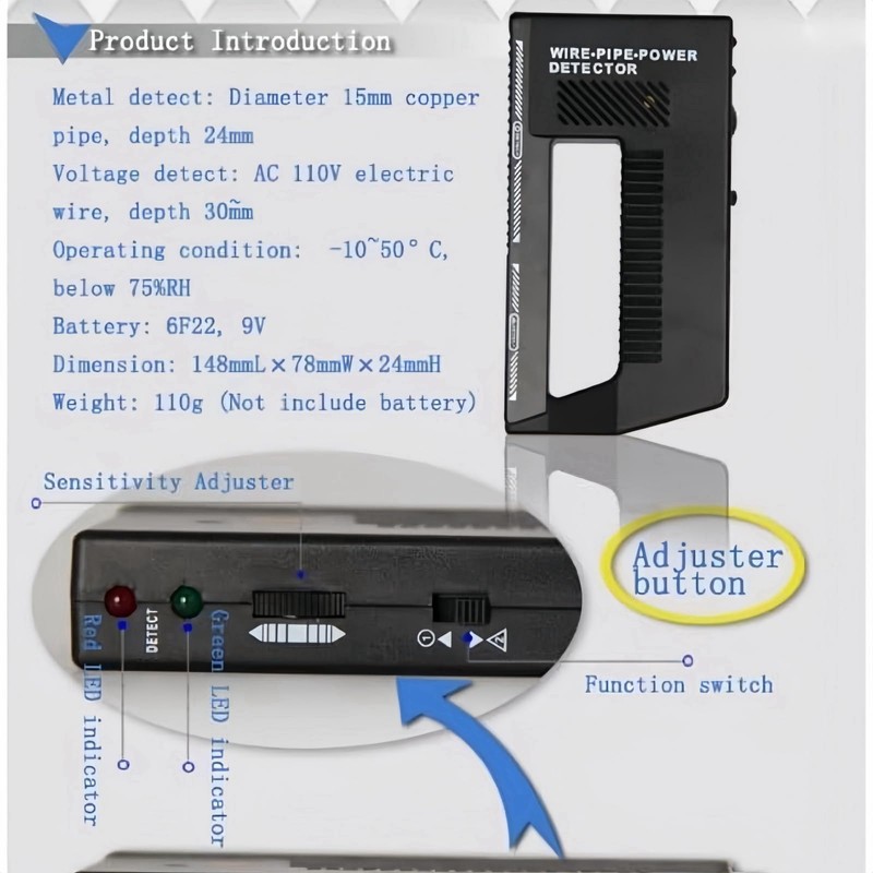 High Sensitivity Adjustable Alert Pipe Power Multifunction Wall Scanner,Wire Pipe