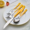 DINYWOW 20-Pieces yellow Silverware Sets for 4,Blue Handle Stainless Steel