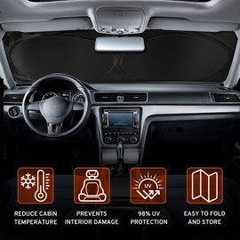 KOQAIIZ Sonnenschutz Auto Frontscheibe, 150X70cm Auto Windschutzscheibe Sonnenschirm, Frontscheibenabdeckung Faltbare Windschutzscheibe Sonnenblende, Blockiert UV-Strahlen