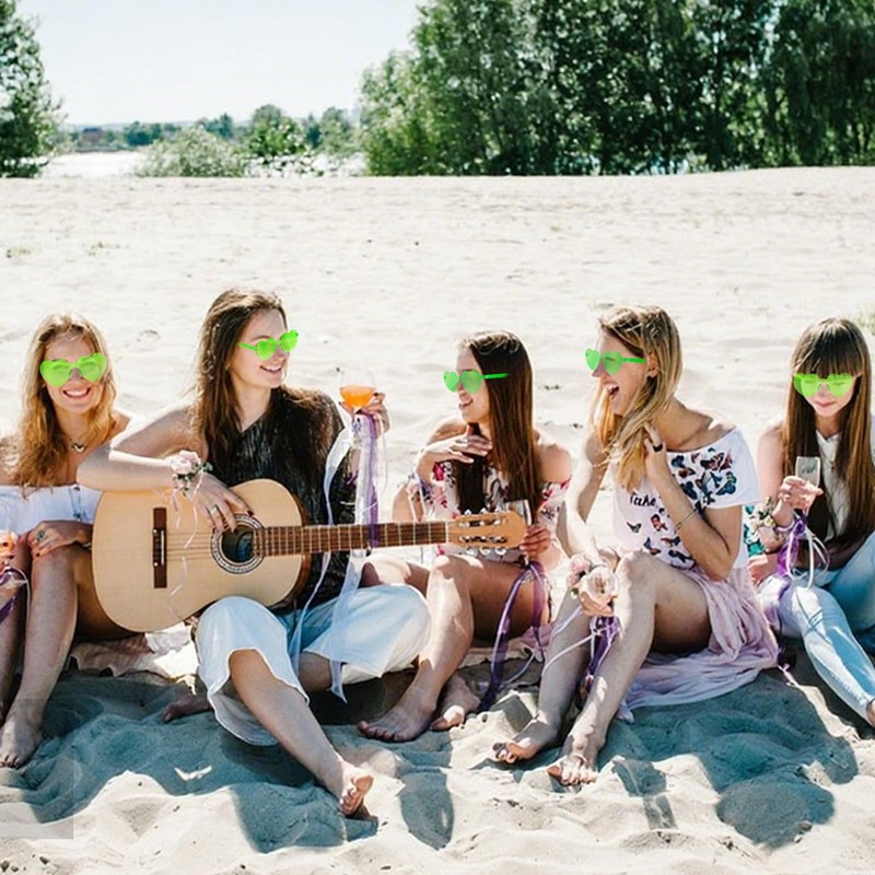 Semato 2 Pcs Neon Green Heart Shaped Sunglasses