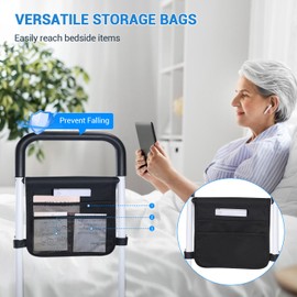 ALYCLIP Bed Rails for Elderly Adults Safety - Adjustable Bed Assist Rail for Seniors with Motion Light & Storage Pouch, Bed Handles for Elderly Adults - Fits Twin Full King Bed Rails for Queen