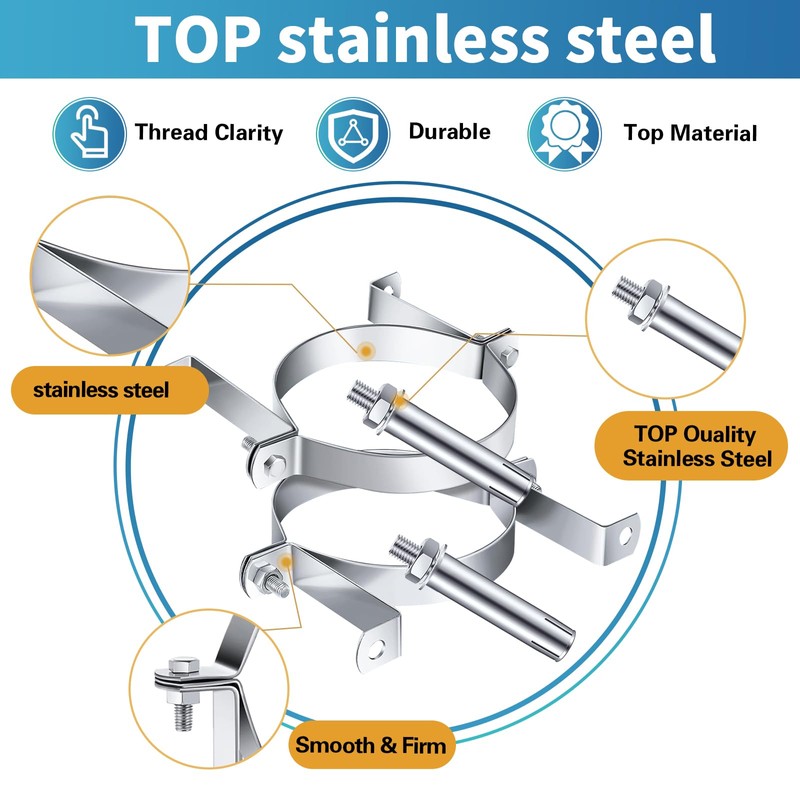 2 PCS 6 Inch B Vent Adjustable Wall Strap Round