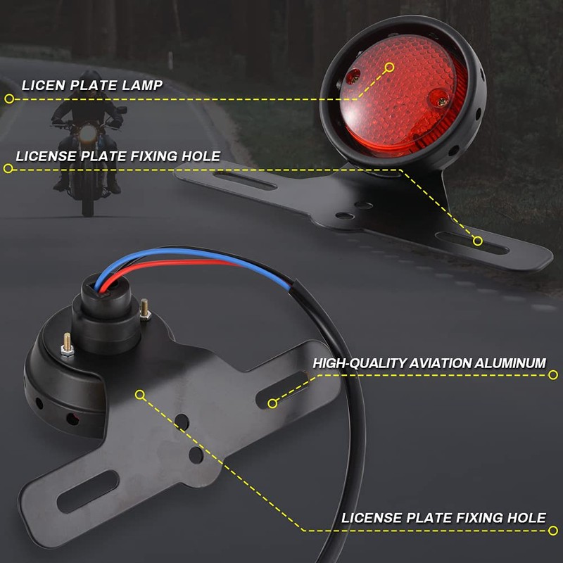 NATGIC Rear Brake Light LED Retro Red Stop Lamp License