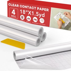 Contact Paper Clear 4 Rolls 18 in X 4.5 ft Book Cover Protector for Books Clear Adhesive Protective Liner for Crafts Paperback Textbook Hard Covers Documents