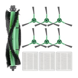 (10 Piece) Q011/ Q0120 Replacement Parts Compatible with iRobot Roomba Combo Essential Robot Y0140/ Y0112/ Y0110/ Q011/ Q0120 Accessories, 1 Roller Brush, 3 HEPA Filters, 6 Side Brushes