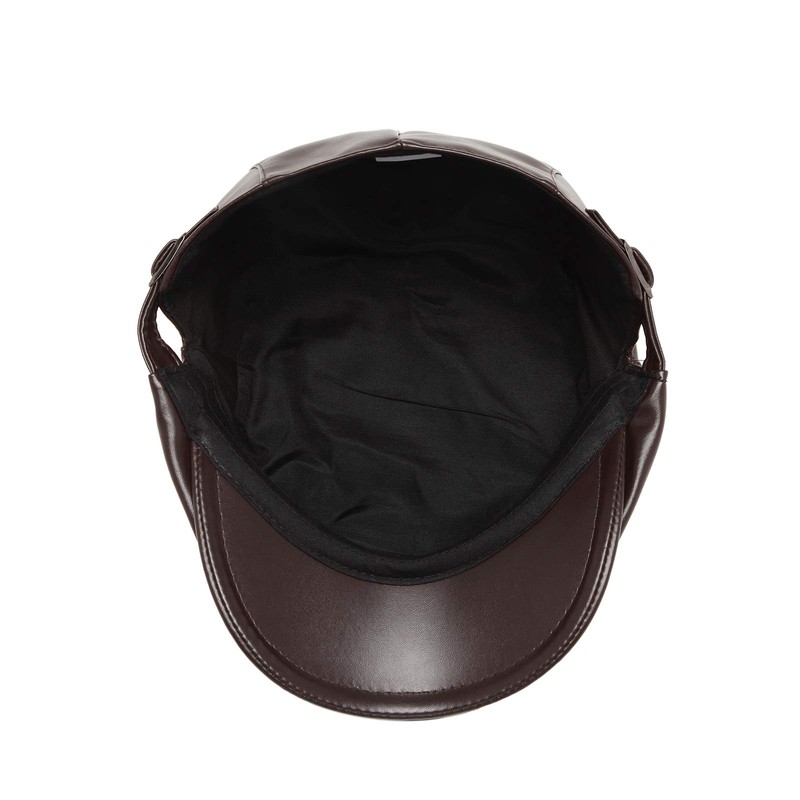 Kono Men Flat Cap PU Leather Gatsby Newsboy Caps Adjustable