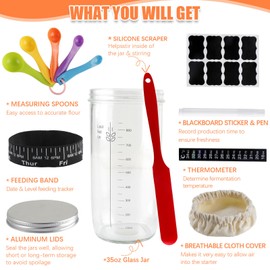 Sourdough Starter Kit, 35 oz Reusable Sourdough Starter Glass Jar for Home Baking Bread Making Beginners
