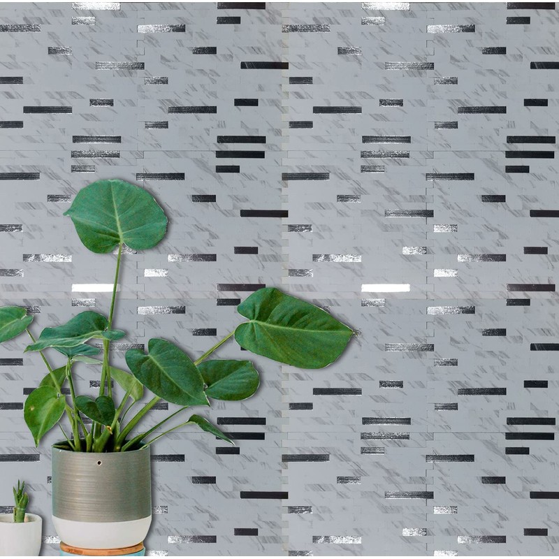 YMMXGE 10-Sheet Peel and Stick Backsplash Stone Marble Tiles, PVC