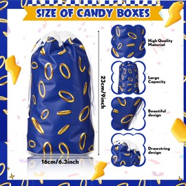 Marspark 48 Pcs Blue with Gold Ring Print Themed Goodie Bags Blue Video Game Themed Gift Bags Video Games Party Favor Decorations Supplies for Birthday Gamer's Night